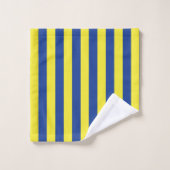 Rayures bleu foncé et jaune  (Gant de toilette)