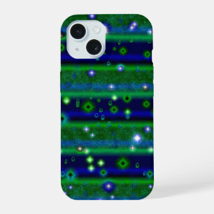 Rayures Bleu Vert avec Étoiles et Gouttes de Pluie