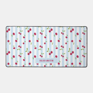 Rayures Bleues Cerise Personnalisées Rétro Mignonn