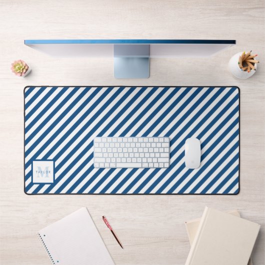 Rayures Bleues Classiques Monogramme (Bureau 1)