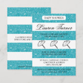 Rayures Bleues et Blanches - Invitation Baby Showe (Devant / Derrière)