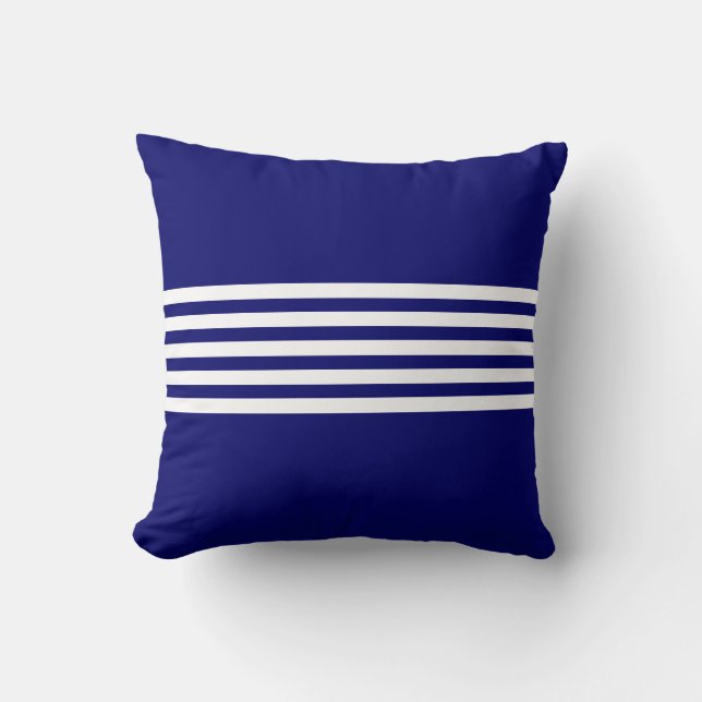 Rayures bleues et blanches sur un coussin décorati (Recto)