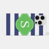 Rayures bleues et vertes Monogramme (Verso Horizontal)