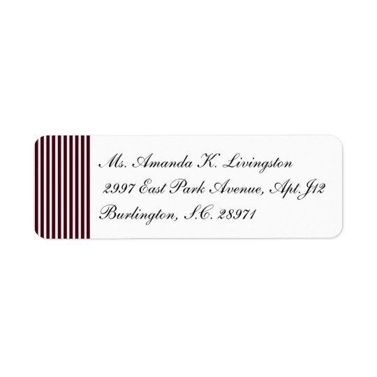 RAYURES CHICS DU RETOUR LABEL_71 OXBLOOD/WHITE ÉTIQUETTE D’ADRESSE RETOUR