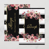 Rayures Classieuses Floral Aquarelle RSVP (Devant / Derrière)