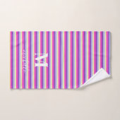 Rayures Colorées avec Monogramme en Écriture  (Serviette à main)