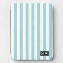 Rayures Colorées Bleu Blanc Monogramme Initiales