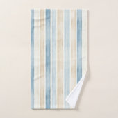 Rayures Crème Bleu de Plage (Serviette à main)