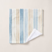 Rayures Crème Bleu de Plage (Gant de toilette)