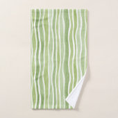 Rayures crème vert citron ondulées (Serviette à main)