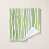 Rayures crème vert citron ondulées (Gant de toilette)