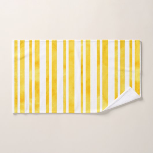 Rayures d'aquarelle jaune soleil (Serviette à main)