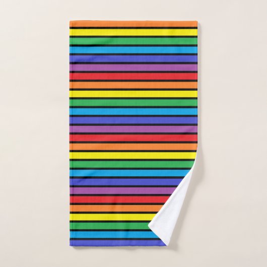 Rayures d'arc-en-ciel décrites par noir (Serviette à main)