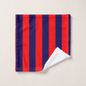 Rayures de cabane bleu marine et rouge (Gant de toilette)
