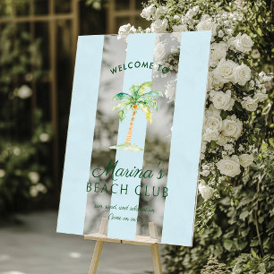 Rayures de cabane bleue Bienvenue au Palm Beach Cl