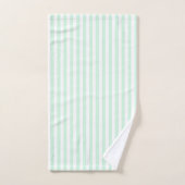 Rayures de Cabanon Vert Menthe avec Initiales Mono (Serviette à main)