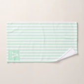 Rayures de Cabanon Vert Menthe avec Initiales Mono (Serviette à main)