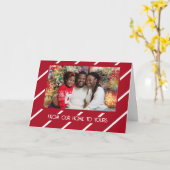 Rayures de canne à bonbon, carte de vœux pliée 5"  (Fleur jaune)