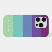 Rayures de lagon modernes, bleu violet, nom person (Verso Horizontal)