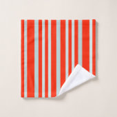 Rayures de ligne vert grisâtre gris sur rouge (Gant de toilette)