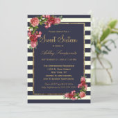 Rayures de marine de roses et invitations du (Debout devant)