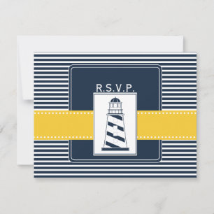 rayures de marine, phare, rsvp nautique de mariage