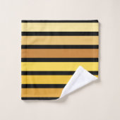 Rayures de nuances de jaune doré sur fond noir  (Gant de toilette)
