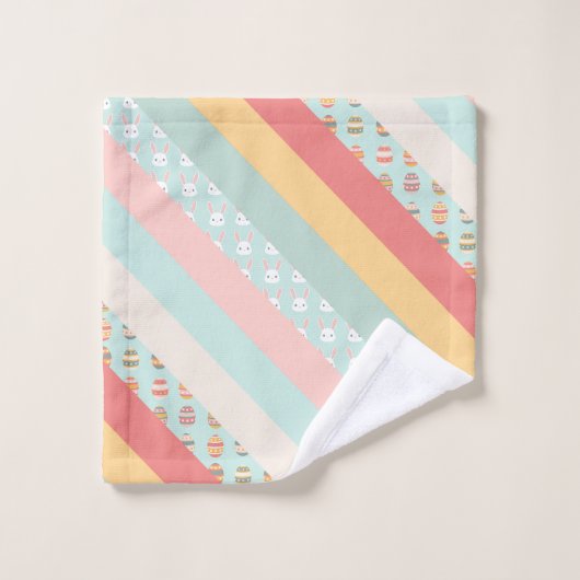 Rayures de Pâques sur des lapins et des œufs (Gant de toilette)
