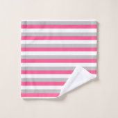 Rayures de rose indien, blanches et grises (Gant de toilette)