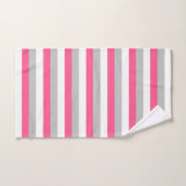 Rayures de rose indien, blanches et grises (Serviette à main)
