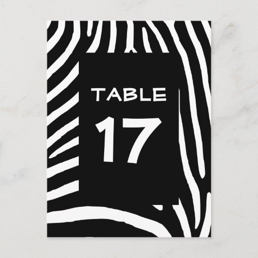 Rayures de Zèbre Noir Numéro de Table (Devant)