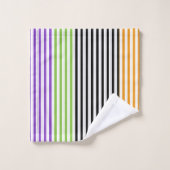 Rayures d'Halloween Violet Vert Noir Orange (Gant de toilette)