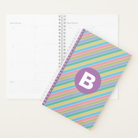 Rayures diagonales de bonbons colorés Monogramme l (Devant avec enveloppe)