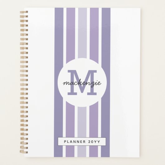 Rayures d'ombre de lavande monogramme personnalisé (Devant)