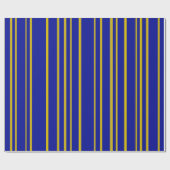 Rayures dorées et bleues sur du papier cadeau (Plat)