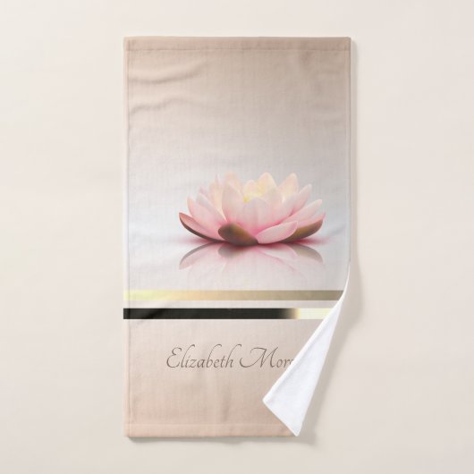 Rayures élégantes de lotus (Serviette à main)