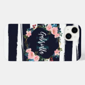 Rayures Et Monogramme De Cadre Floral (Verso Horizontal)