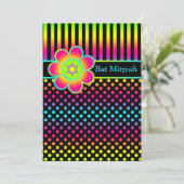 Rayures florales au néon, invitation de bat (Debout devant)