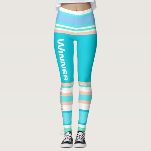 Rayures Funky Lignes Gagnant Power Leggings (Devant)