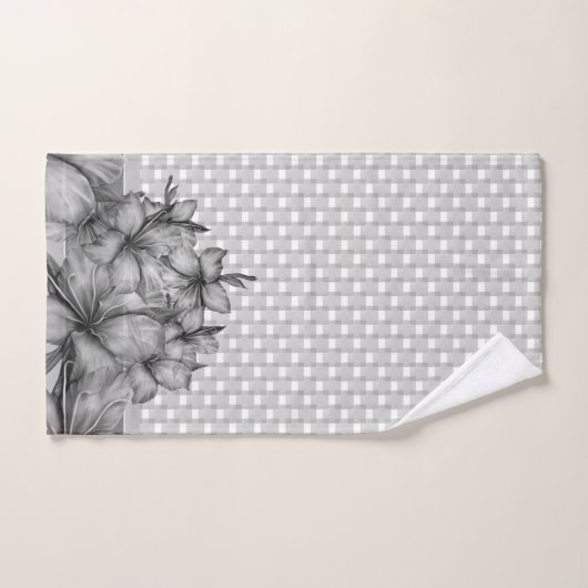 Rayures grises de contrôles de lis (Serviette à main)