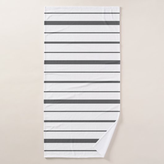 Rayures grises Graphite sur fond blanc (Serviette de bain)