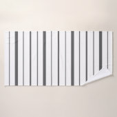 Rayures grises Graphite sur fond blanc (Serviette de bain)