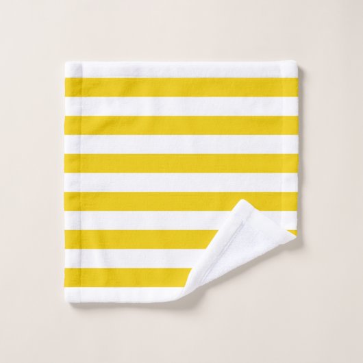 Rayures horizontales blanches et jaunes (Gant de toilette)