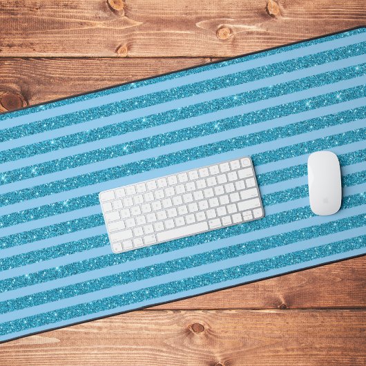 Rayures horizontales de style paillettes bleu océa