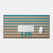 Rayures horizontales Monogramme Brown et bleu (Clavier et souris)