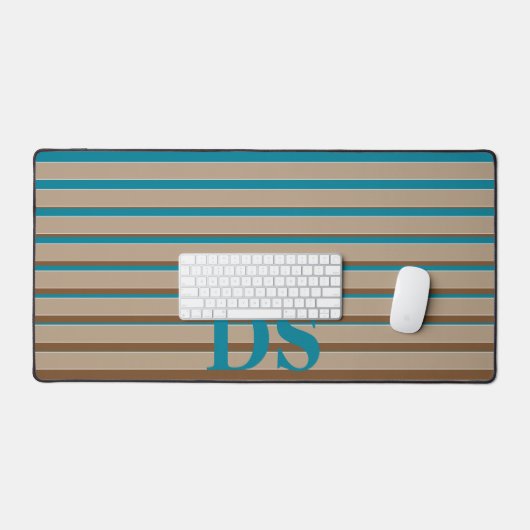 Rayures horizontales Monogramme Brown et bleu (Clavier et souris)