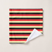 Rayures jaune pâle, noires et rouges (Gant de toilette)