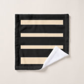 Rayures larges noires et crème (Gant de toilette)