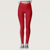 Rayures latérales blanches Leggings rouges Choisis (Devant)