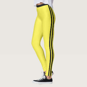 Rayures latérales noires Leggings jaunes Vos coule